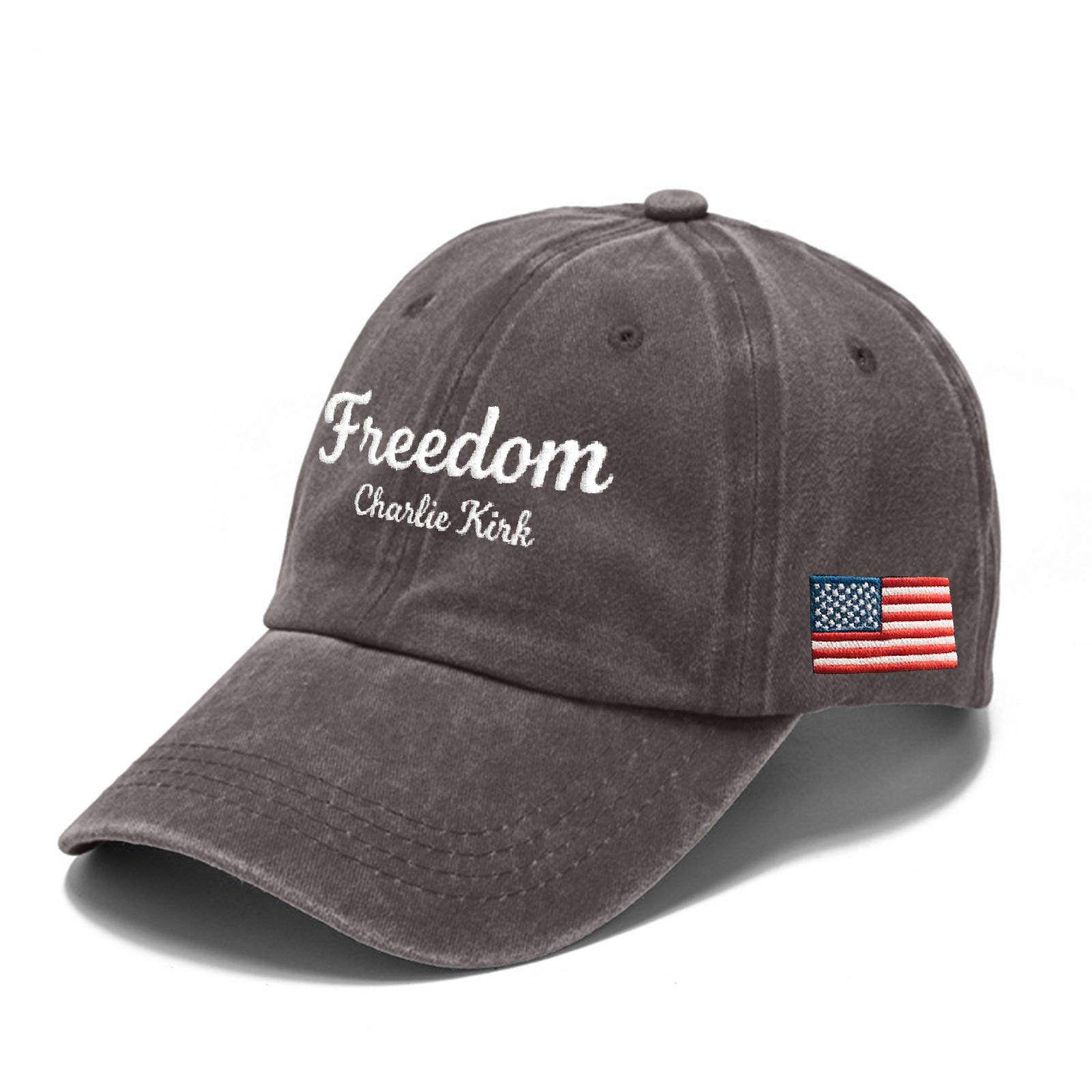 Freedom Embroidered Adjustable Baseball Cap Unisex Comfortable Cotton Dad Hat Classic Curved Brim Casual Headwear One Size коричневый