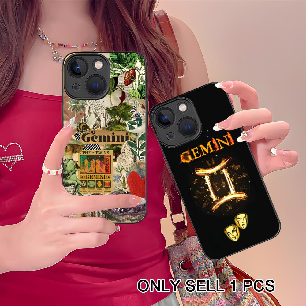 Zodiac Sign Gemini Phone Case for iPhone 17 16 15 14 13 12 11 X XR XS Air Pro Max Plus Mini Skin Feel Cover
