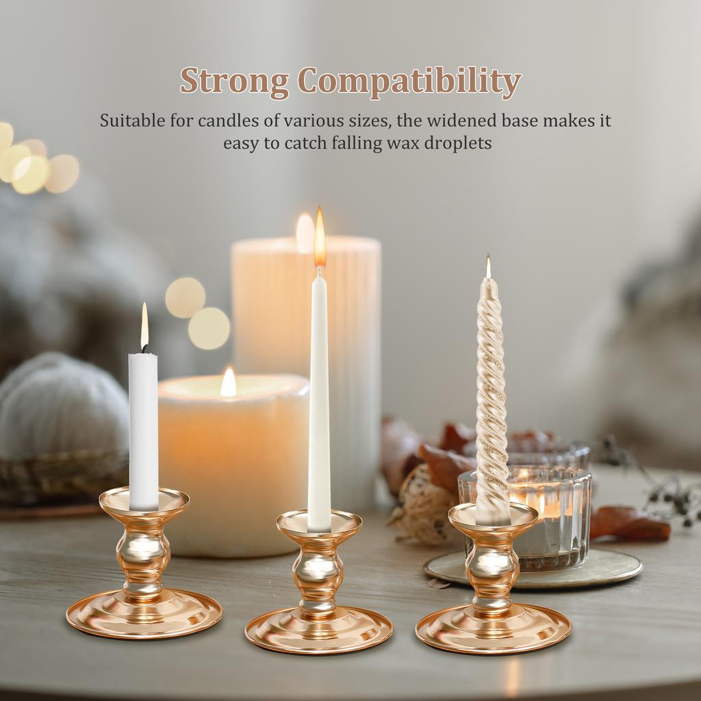 4Pcs Vintage Elegant Iron Gold Taper Candle Holder Tabletop Decorative Candle Stand for Wedding Anniversary Home Decorations