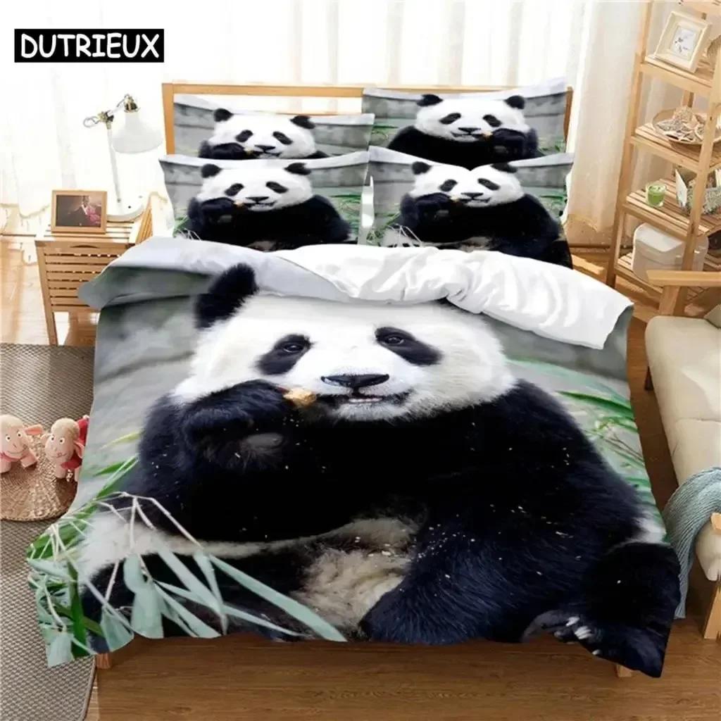 3D Print National Treasure Panda Comfortable Duvet Quilt Cover Pillowcase Bedding Set Children Bedroom Decoration Home Textile