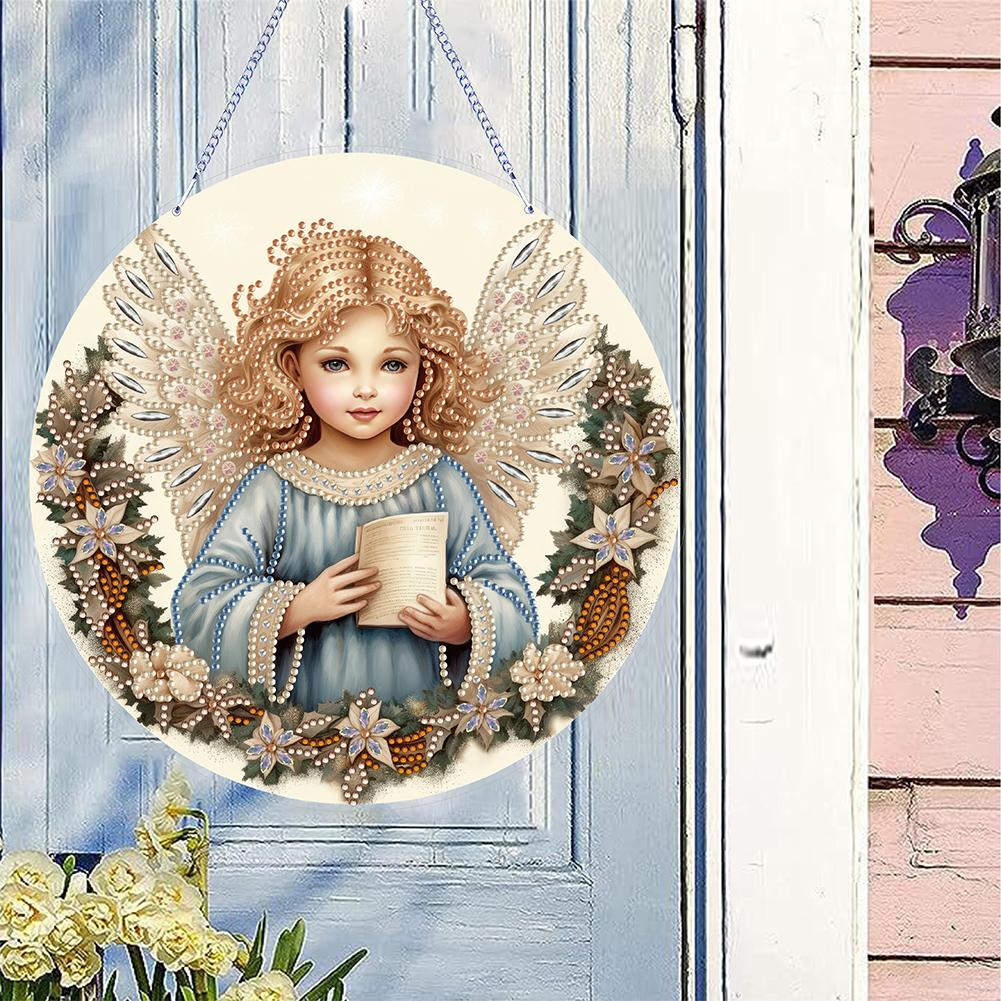 Angel Girl Theme 2D/Flat DIY Hanging Diamond Art Kits Diamond Painting Set Diamond Art Pendant Window Hanging Art for Home Decor