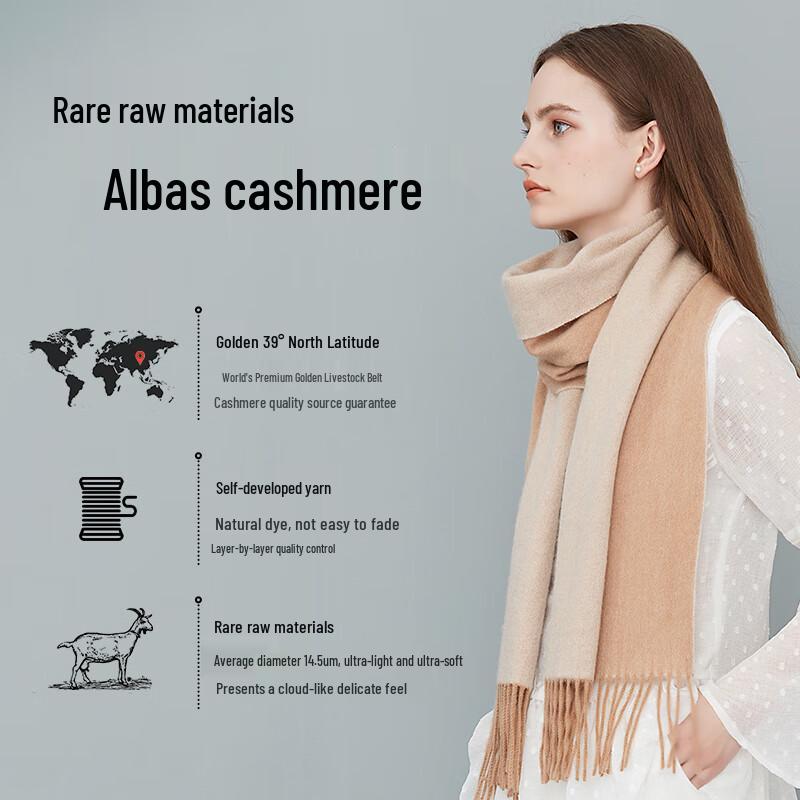 LENGKEORL Women's Double-Sided Cashmere Wool Blend Scarf