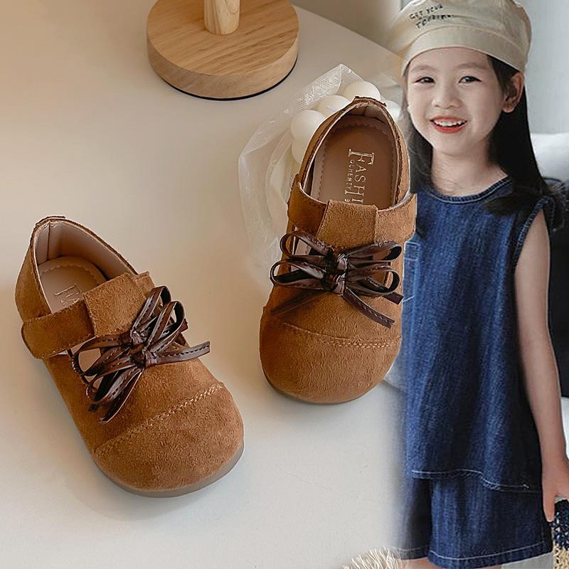 Children's Small, Medium, and Large Size Single shoes2026Spring and Summer Cute Double Bow Solid Color Shallow Princess Shoes for Girls