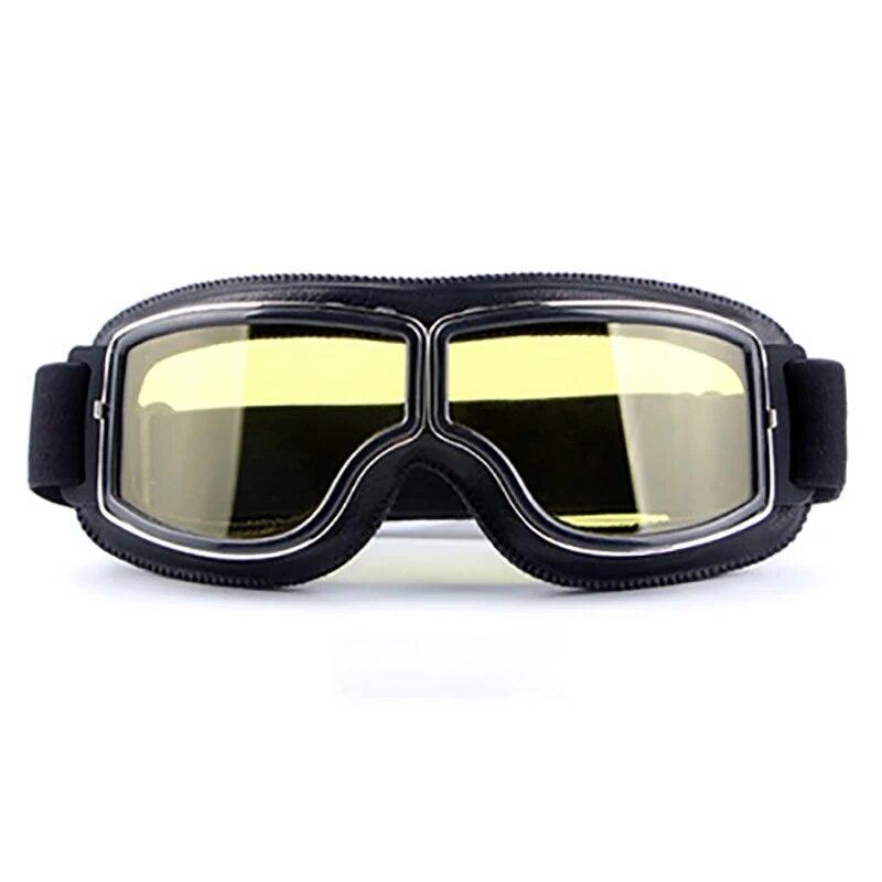 Motorcycle Glasses Windproof Motorcycle Helmet Glasses Sunglasses Retro Universal Folding Leather Retro Motorcycle Accessories2
