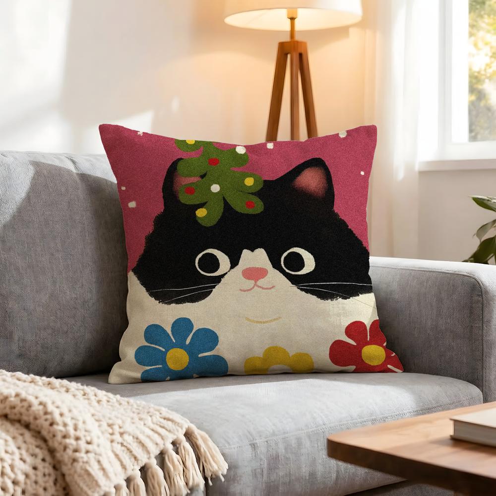 Cartoon Cartoon Cat Cushion Cover 1Pcs Decorative Covers Soft Cushion Case For Sofa Couch Decor 40X40 45X45 Pillowcases