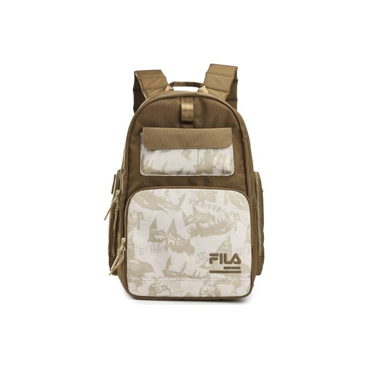 FILA Fashion Casual Large Capacity Fabric Laptop Backpack Men backpack Soil-Brown F13M248103F-BN XS