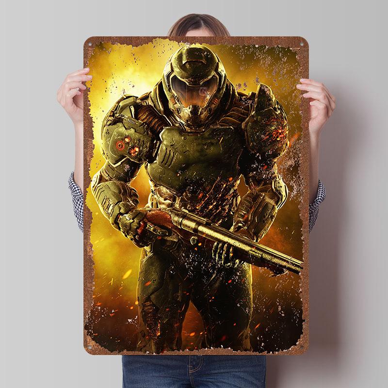 DoomS Tinplate Posters Custom Wall Art Vintage Metal Signs Retro Tin Plaque for Bedroom Decoration Gaming Home Decor Accessories