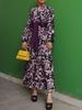 Elegantes Damen-V-Ausschnitt-Kleid mit Gürtel und Print - Modekollektion 2025