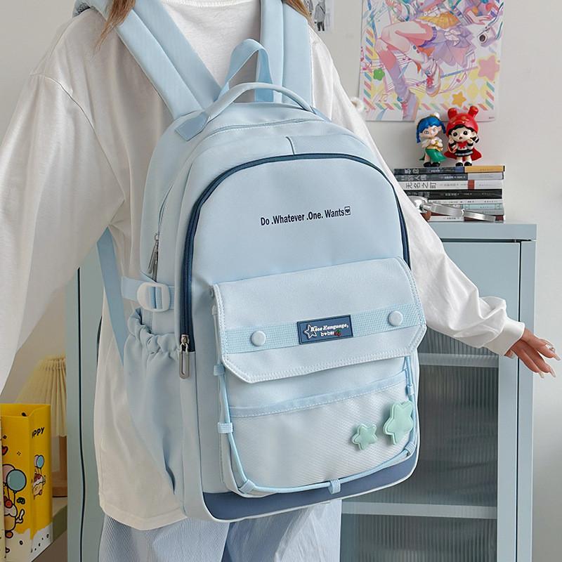 Whatever One Do Wants Letter Print Backpack Large Capacity Nylon Bag Student