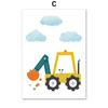 Modern Cartoon Crane Excavator Dump Truck Nursery Wall Art Canvas Painting Nordic Posters & Prints Pictures Baby Kids Room Decor