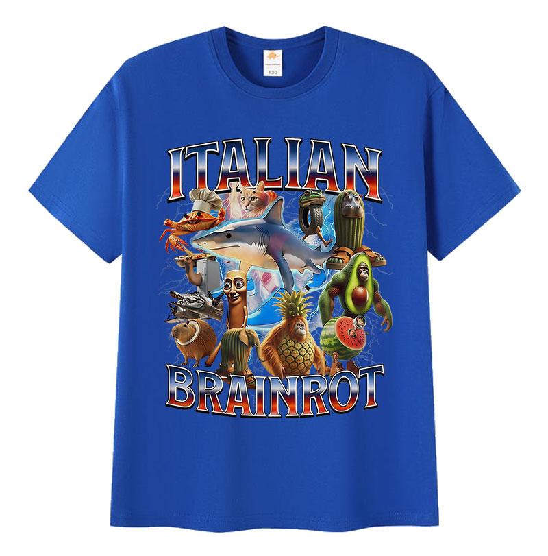 Zabawne włoskie memy o mózgu T-shirty Unisex Tralalero Tralala Tung Tung Tung Sahur Bombardiro Crocodilo Brr Brr Patapim T-shirty