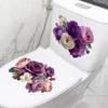 Fashion Fresh Wind Purple Pink Flower Toilet Stickers Bathroom Self-Adhesive Decoration