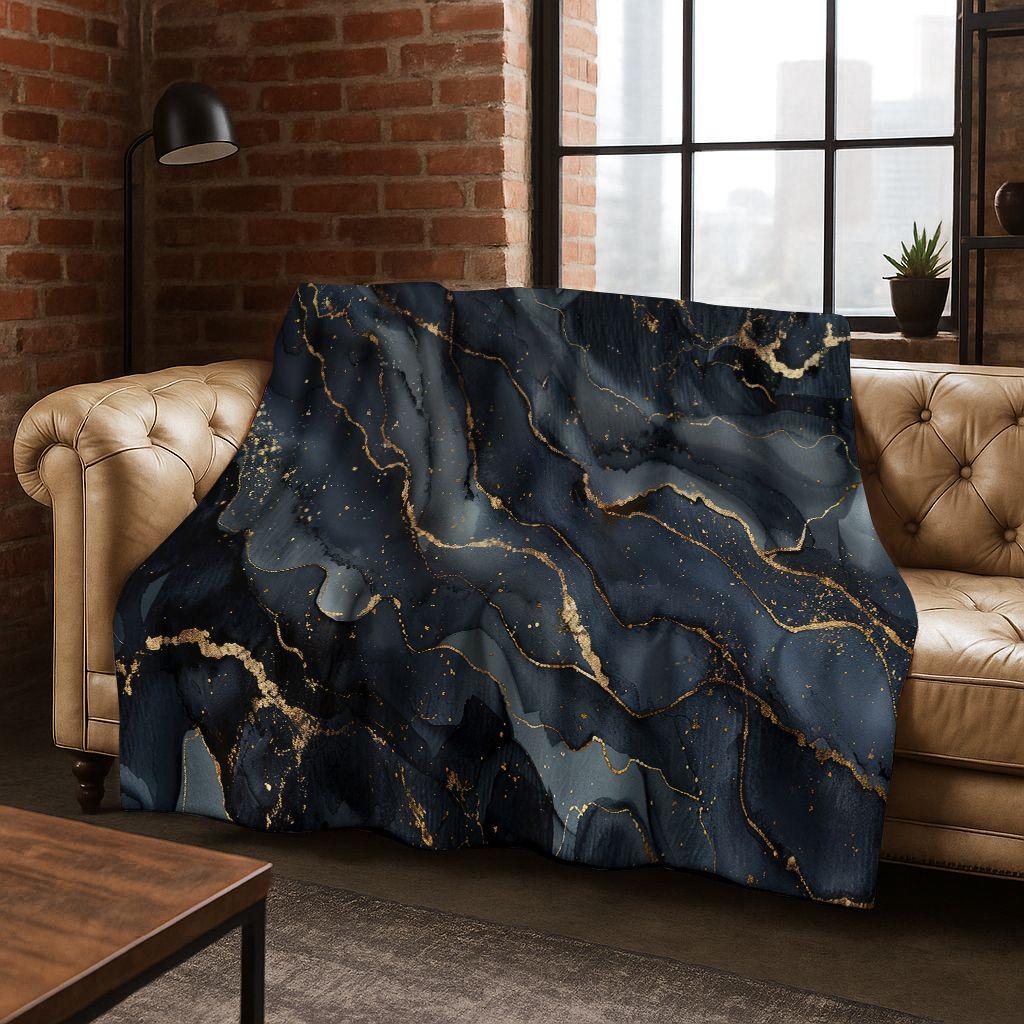 Dream Colorful Stone Texture Marble Black Green Gold  Flannel Blanket,Cozy Soft Throw Blanket for Home Bedroom Bed Sofa Gift