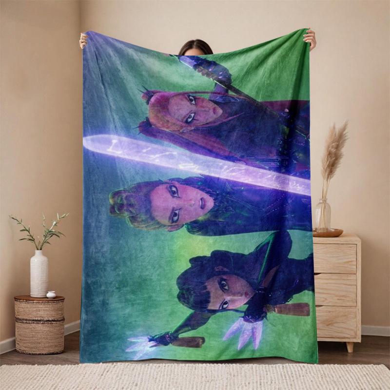 KPop Demon Hunters Cartoon Flannel Blanket - Cozy Throw for Sofa and Naps