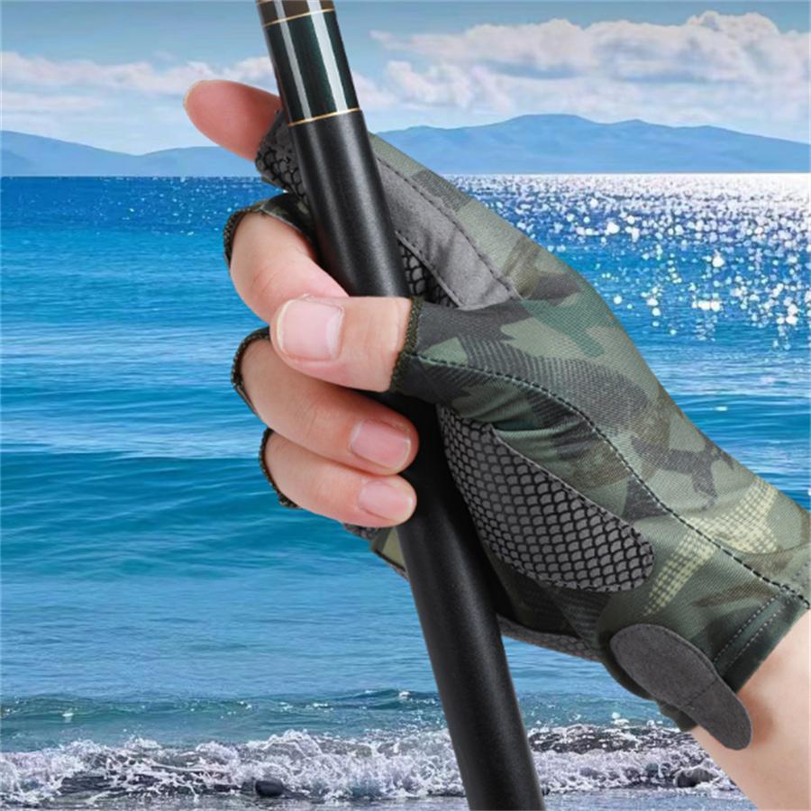 UV Protection Half Finger Fishing Gloves, Anti-Slip Breathable Outdoor Sports Gloves