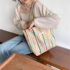 Rainbow Striped Canvas Bag Wind Heavy Industry Embroidery Underarm One Shoulder Three-dimensional Large Capacity Commuter Handbag
