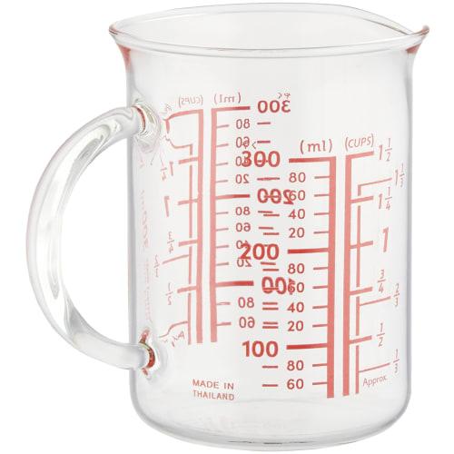 iwaki Heat-Resistant Glass Measuring Cup, 300ml, with Handle, BTMC300T-R