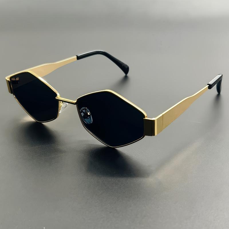 2 Pieces of Women's Y2K Retro Metal Frame Fashion Glasses Hexagonal and Elliptical Retro Polygon Design Suitable for Wearing