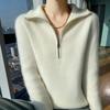 Women's 100% Pure Wool Lapel Pullover - Autumn/Winter 2024 Collection, Loose Fit, Half-High Neck, Versatile, Slimming Knit Sweater.