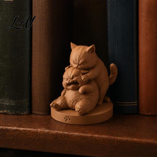 Healing Cat Ornament Frolicking Cats Figurine 3D Printed Playful Statue Cute Vivid Expression Model Collectible Kitty Sculpture Desktop Gift