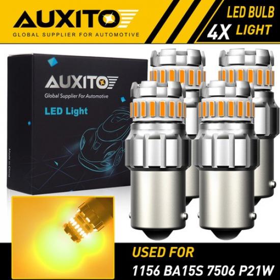 4X AUXITO Amber 7506 1156 LED Turn Signal Light Canbus BA15S Parking Bulbs EOA