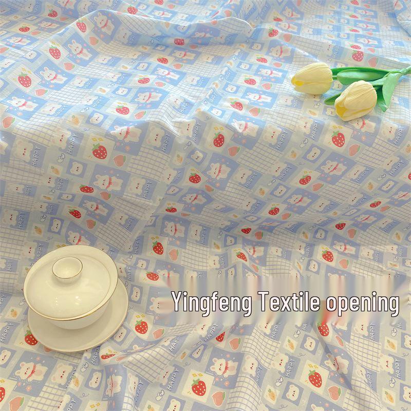 40-Count Cotton Digital Print Fabric: Strawberry Rabbit & Floral Plaid for Accessories, Bags, Homewear & DIY Projects