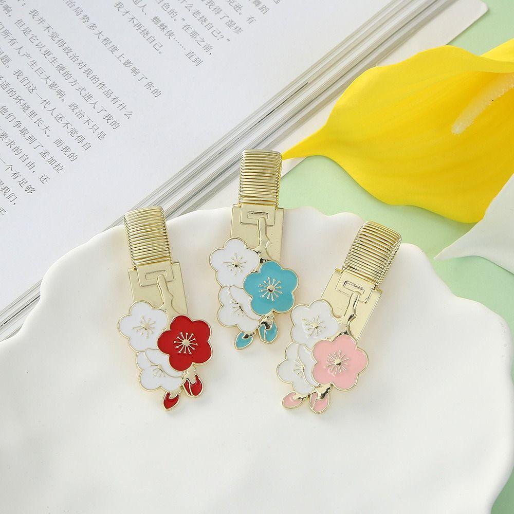 Cherry Blossom Spring Pen Clips Metal Paper Fix Clip Portable Bookmark Pen Accessories