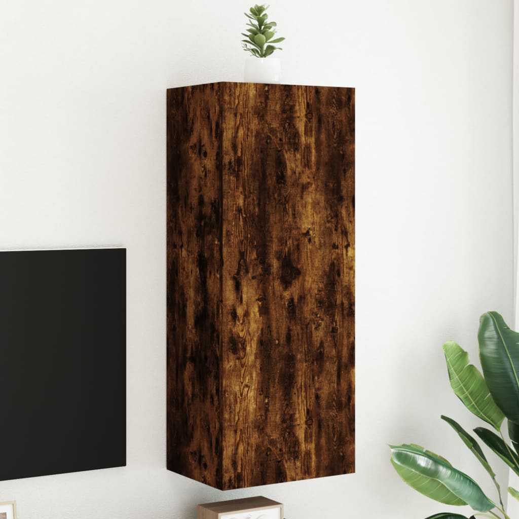 TV Wall Cabinet Smoked Oak Finish 40.5 x 30 x 102 cm Engineered Wood