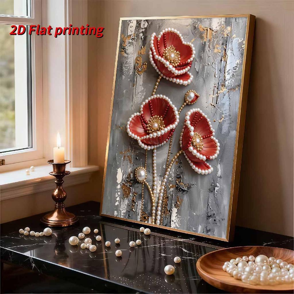 5D DIY Frameless Pearl Painting Rose Pattern Painting Kit, Suitable for Home Living Room Bedroom and Other Wall Decoration Art Paintings