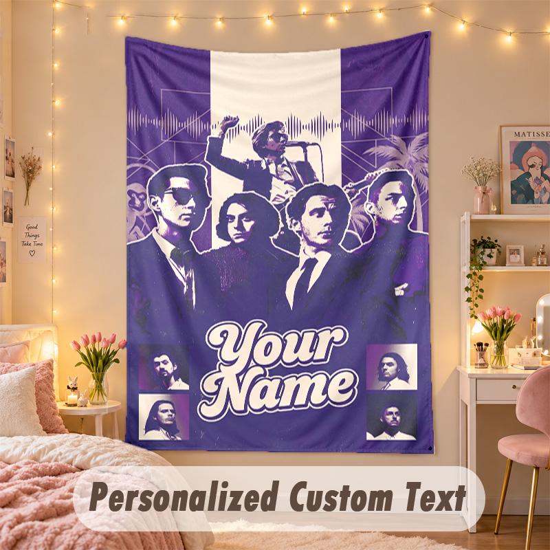 Custom Personalized Tapestry,Arctic Monkeys Print Custom Name Text Wall Art Hanging for Bedroom