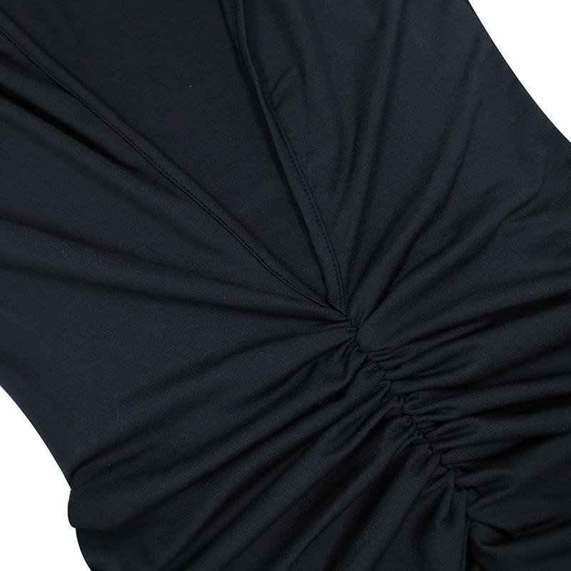 GMXIA Dámská móda Jaro Podzim Jednobarevný potisk Neformální šaty s dlouhým rukávem do O s výstřihem