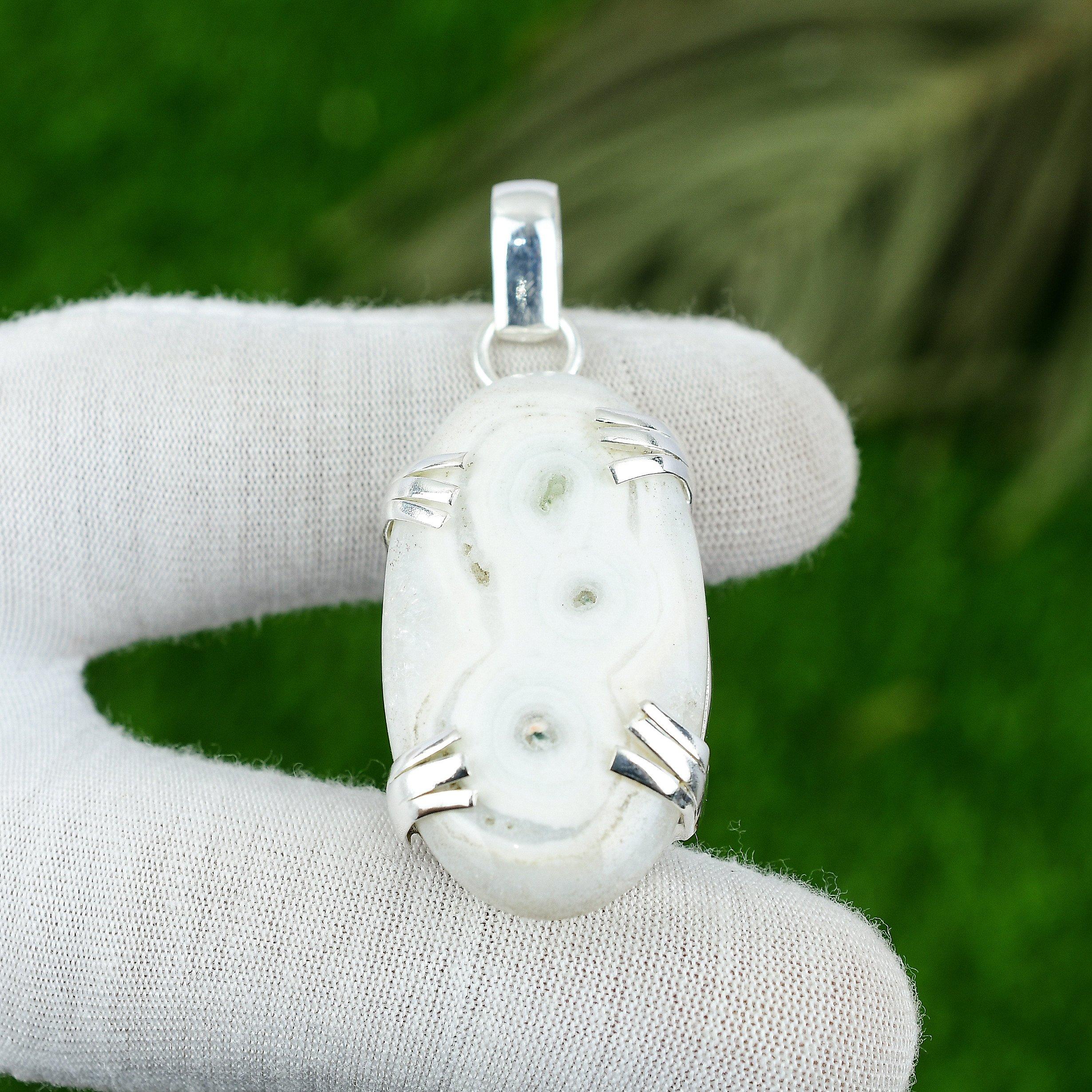 Распродажа к Женскому дню Белый Солнечный Кварц Драгоценный Камень Серебро 925 Пробы День Рождения Ручная Работа Кулон