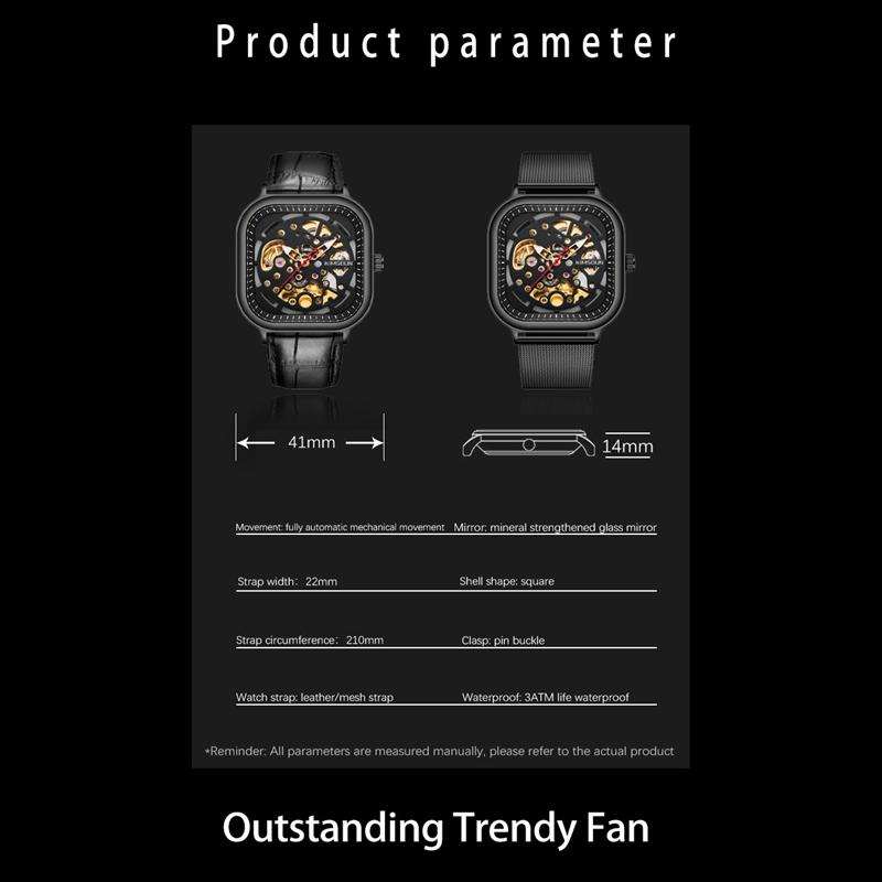 KIMSDUN Herrenuhr Top Marke Luxusuhr Mode Quadratisch Automatik Mechanisch Tafelschliff Herrenuhr