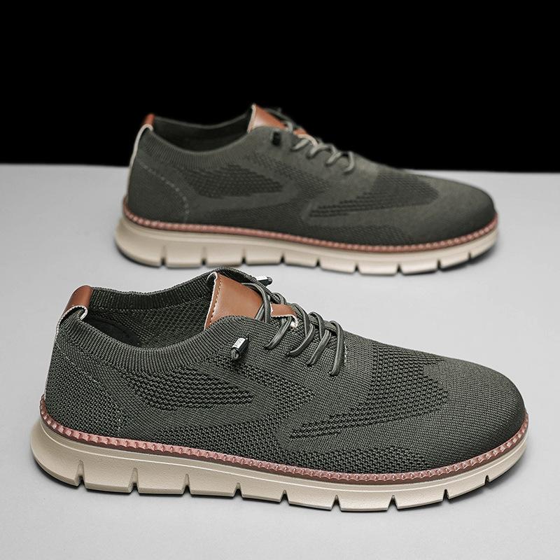 British style summer breathable sneakers flying woven shoes men's large size casual running shoes