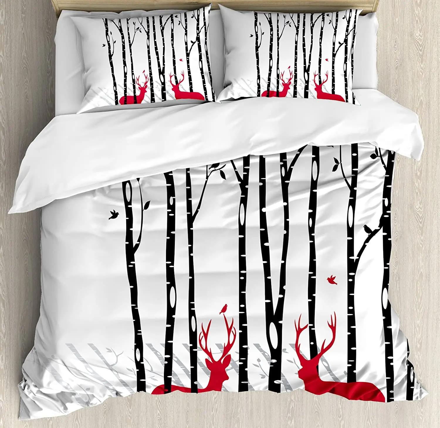 

Forest Animal Deer Birch Maple Grass Duvet Cover With Pillow Case Custom 3pcs Bedding Set Quilt Cover Double Bed Home Textile EU single(135x200cm)
