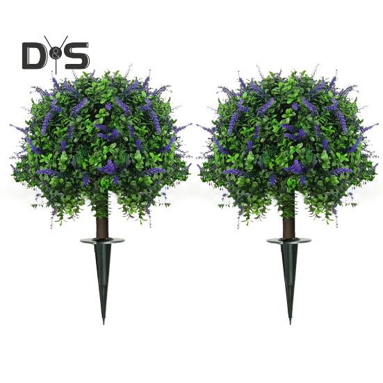 Artificial Lavender Topiary Ball Faux Topiary Tree with Spike Fake Bushes UV Resistant Fake Shrubs for Indoor Outdoor Home Garden Yard Decoration