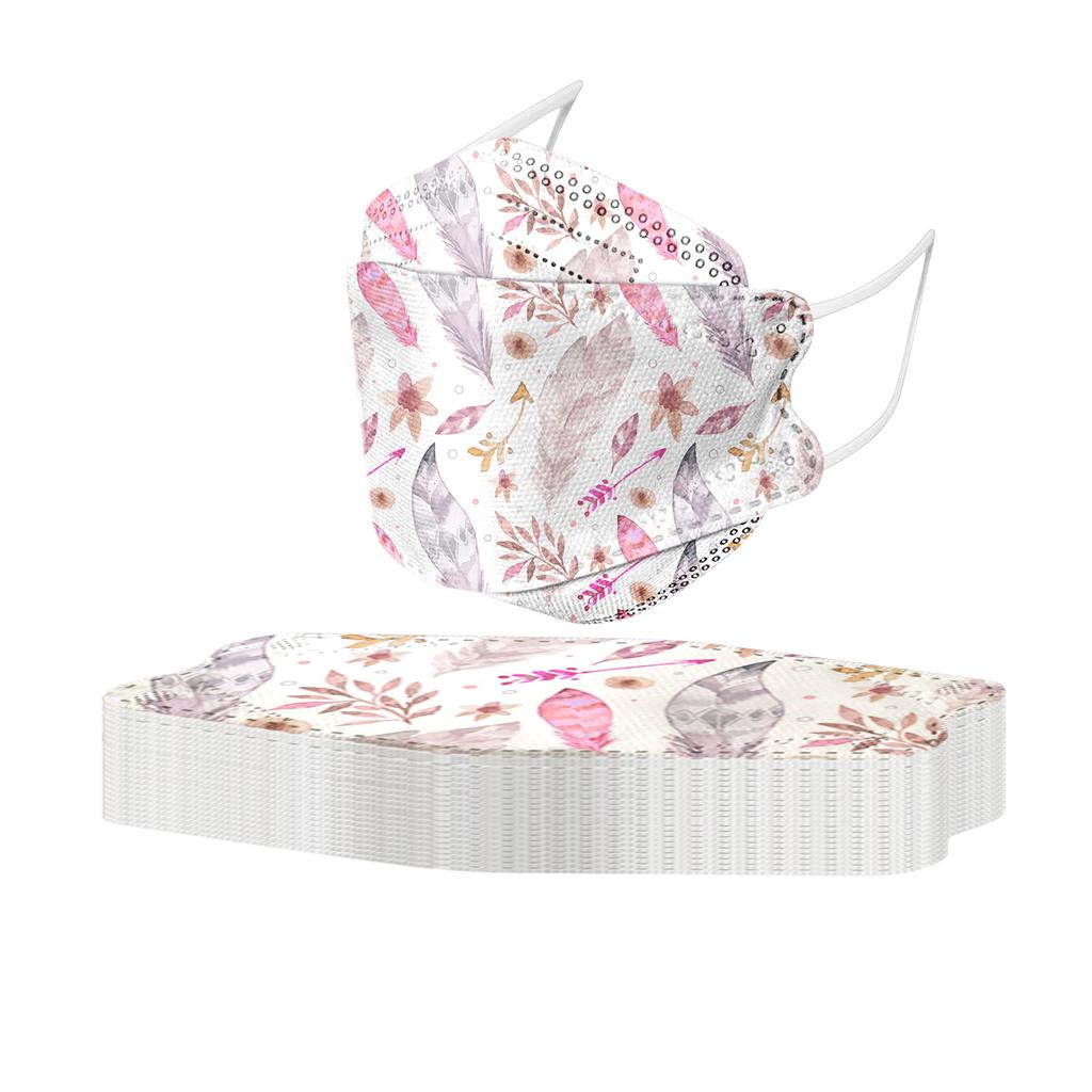 20PCS Unisex Adult Feather Print Outdoor Mask Protective Disposable Face Mask