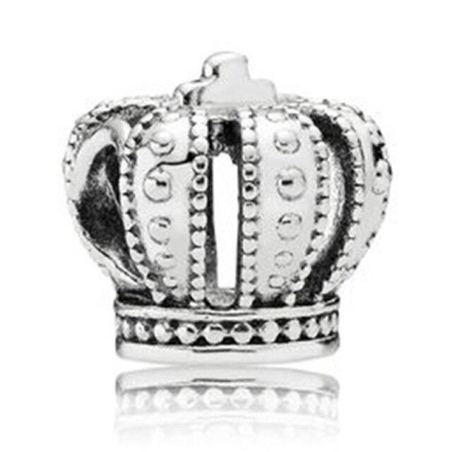 New Zircon Crown Pendant Bead Safety Chain Fit Original Fashion Charms Silver Color Bracelet Women Girl Jewelry Custom