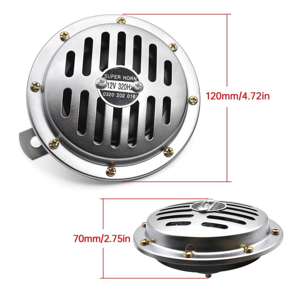 12V Motorcycle Horn Chrome Round Slotted Grille Car Horn Cover Speaker Horns Bike 320Hz 240Hz Fit For Honda for Vehicles Cars