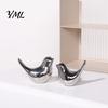 Smooth Electroplated Bird Figurine Modern Ceramic Figurines, Gold & Silver Home Decor, Minimalist Artistic Tabletop Ornament Abstract Animal