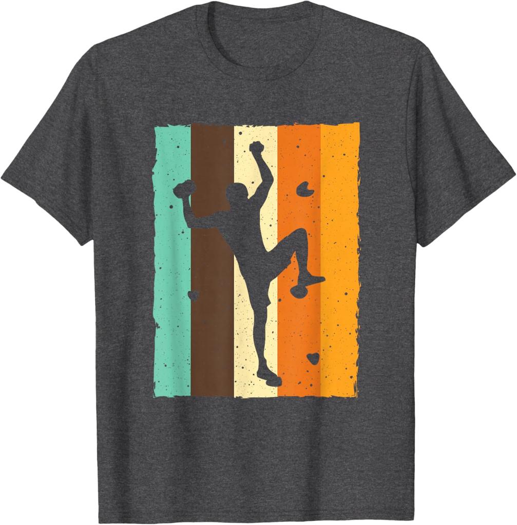 Vintage Bouldering Rock Climbing Silhouette Graphic Tee Men Women Sport TShirt
