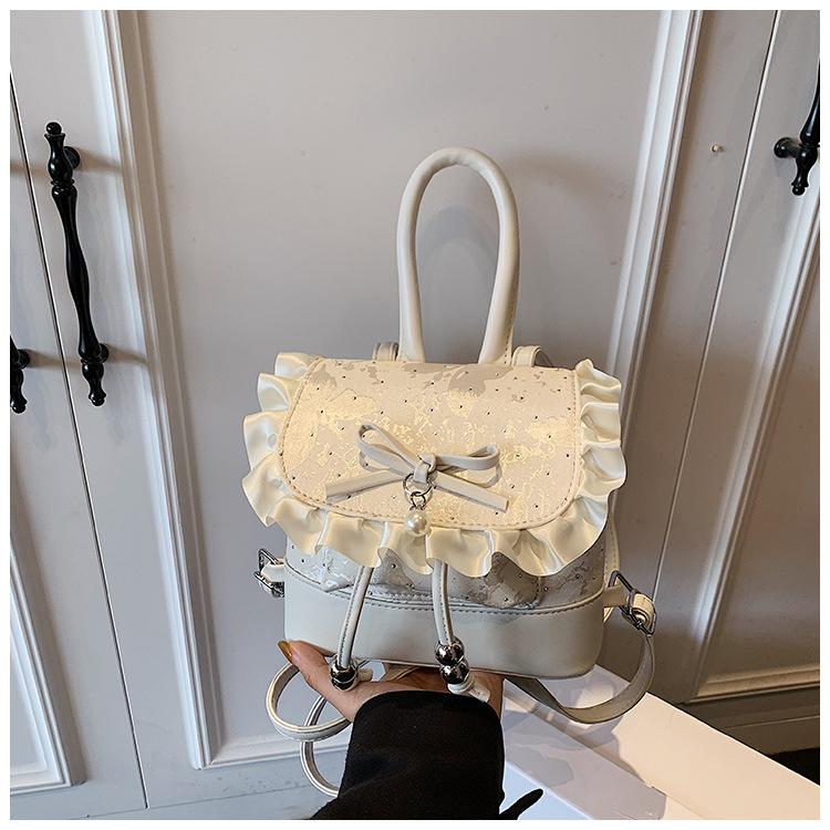 

Новый модный нишевый милый балетный кружевной универсальный рюкзак белый