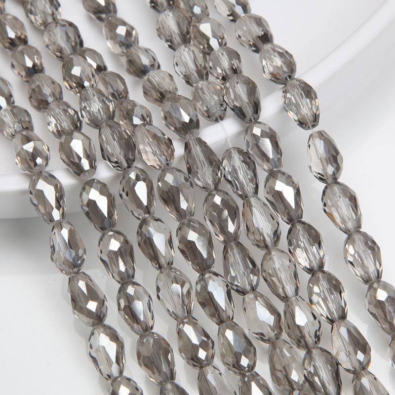 1 Strang 8x12mm Abstandshalter Wassertropfen Perlen AB Glanz Glas Kristall Perlen Armbänder für Damen Zubehör Perlen für Schmuckherstellung