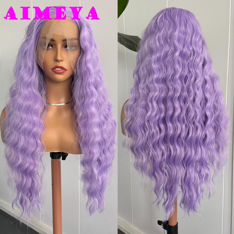 AIMEYA Burgundy Lace Wig Long Body Wave Synthetic Hair Glueless 13x4 Lace Front Wig for Women Wine Red Wigs Daily Wear Cosplay