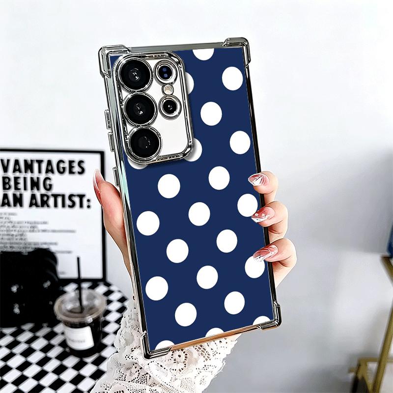 

Polka Dots Art Fashion Desgin Plating Phone Case For Samsung Galaxy S24 S25 FE S26 Edge S23 Ultra S22 S21 Plus S20 Anti-Fall Air Samsung S26 Plus