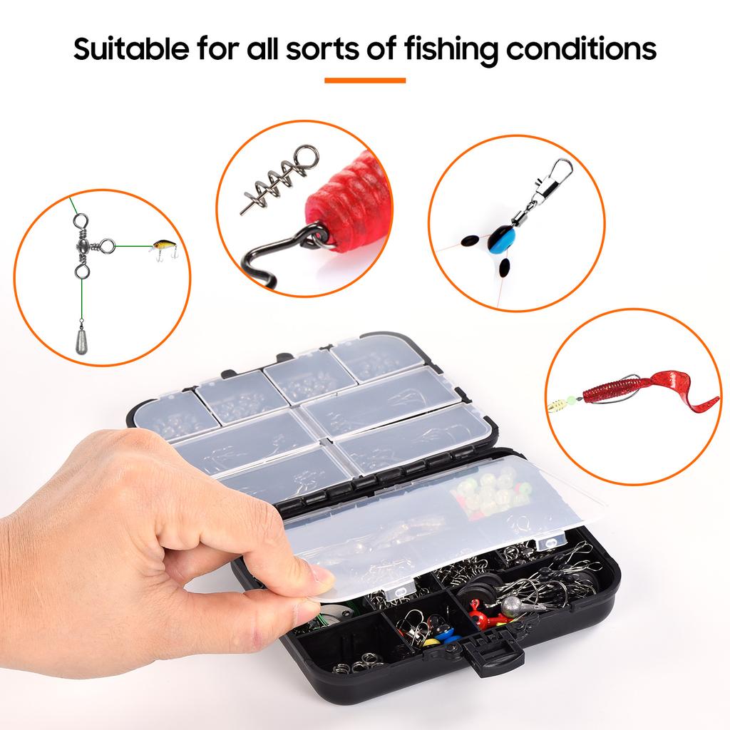 Hot 246PCS Fishing Accessories Set Jig Hooks Sinker Swivel Bead Fish Terminal Tackle , Fishing Gear Saltwater Fishing Set Kit