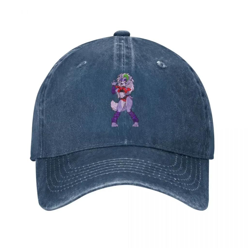 FNAF Roxanne Wolf Game Unisex Baseball Caps Security Breach Distressed Denim Caps Outdoor Activities Adjustable Fit Snapback Hat