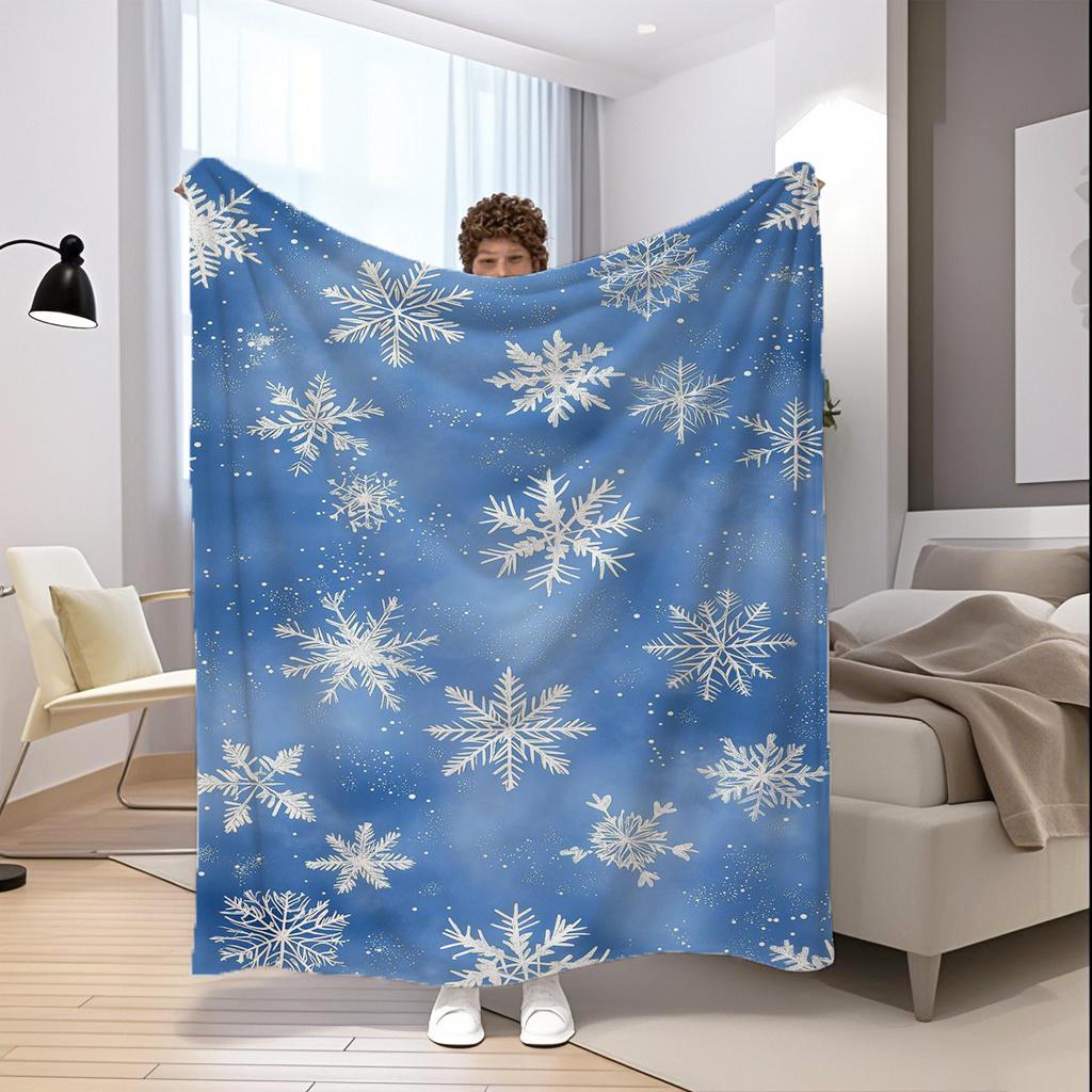 Snowflake Pattern Blanket Microfiber Flannel Cover Blanket Bedroom Living Room Sofa Soft And Comfortable Home Decoration