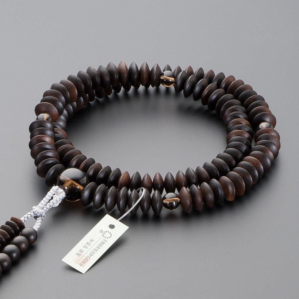 Buddhist Altar Store Takita Shoten Prayer Beads Tendai Sect Authentic Rosary Beads Striped Ebony Brown Crystal Tailoring 9 Inches Pure Silk Hanabon