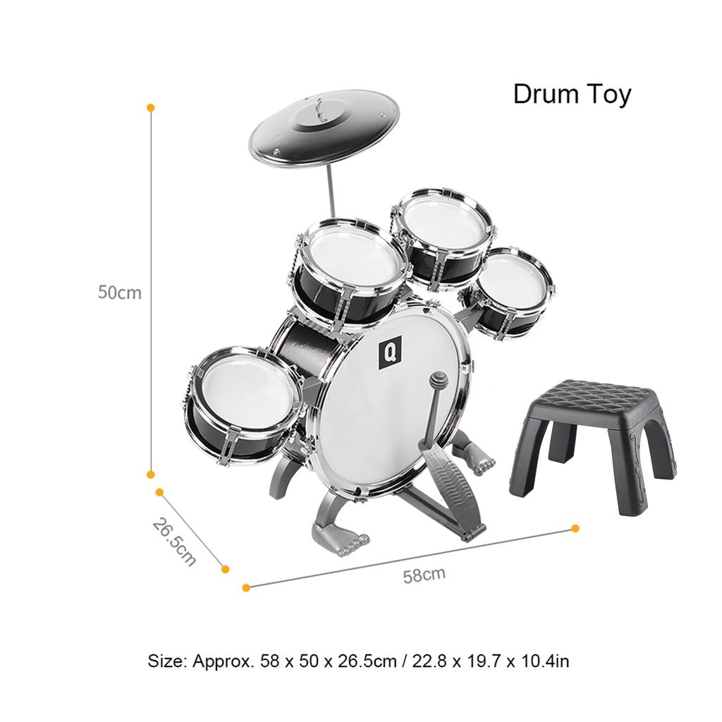 Children Drum Set Educational Musical Instrument Baby Boy Toy for BeginnersBlack